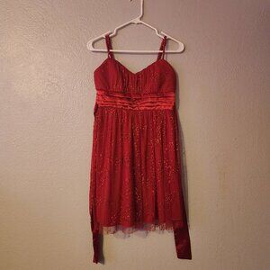By & By Juniors Size 9 Red Spaghetti Strap Sweetheart Neck Dress